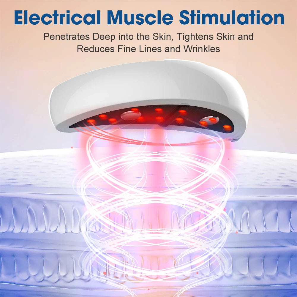Light therapy device emitting red LED light for skin tightening and wrinkle reduction