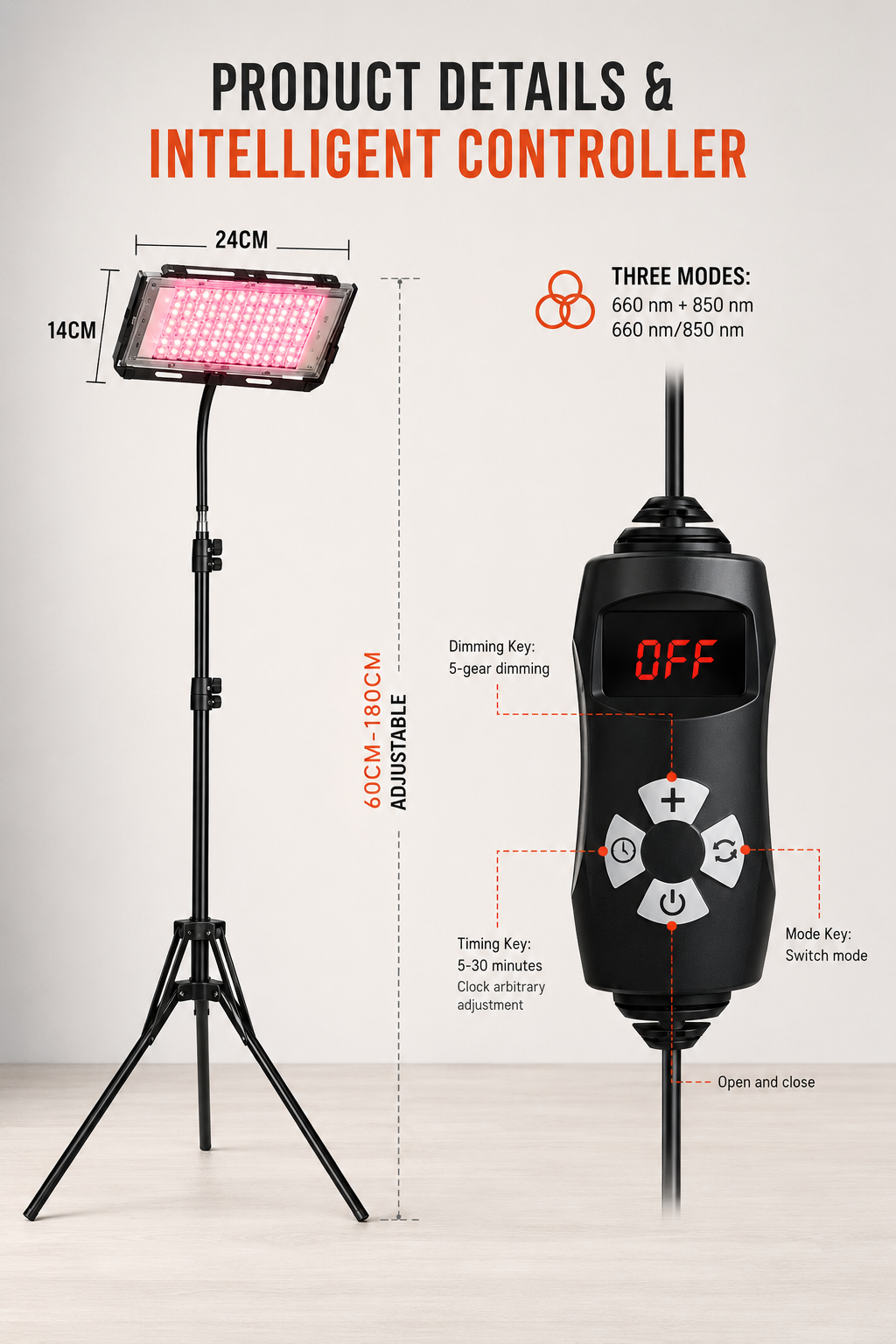 3 in 1 Infrared Red Light Therapy Lamp