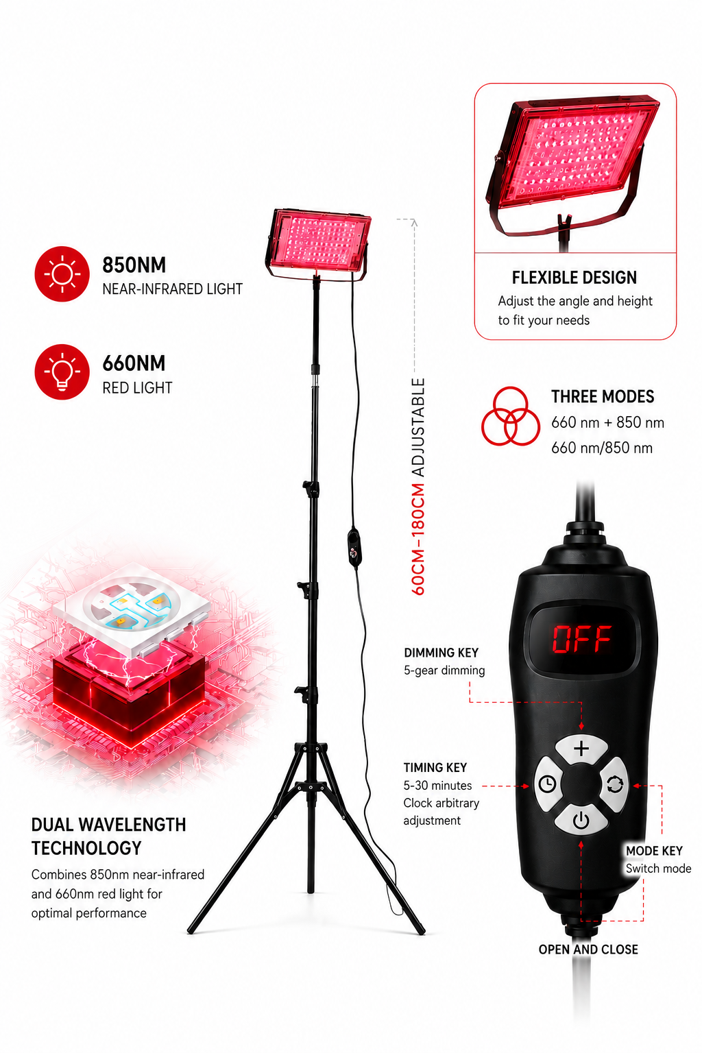 3 in 1 Infrared Red Light Therapy Lamp