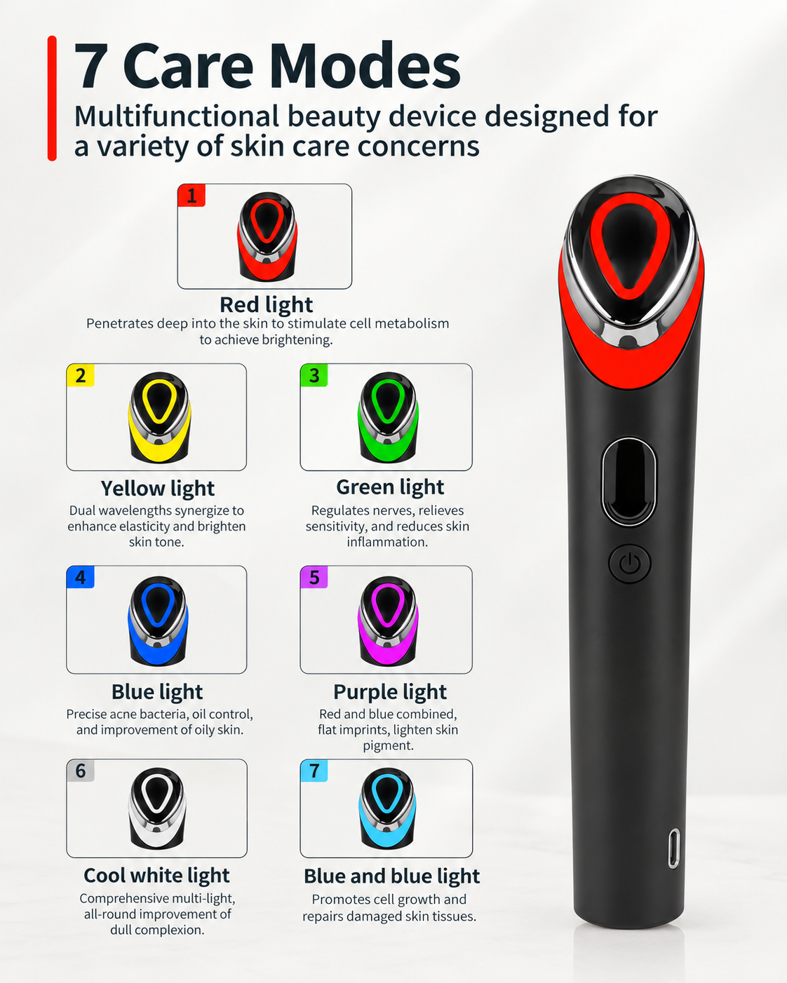 Age-R Facial Skin Care Device – EMS Micro-current, LED Light Therapy & Facial Massage