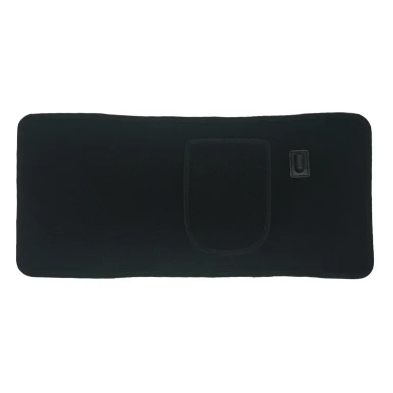Rectangular black light therapy device pad with power button on white background