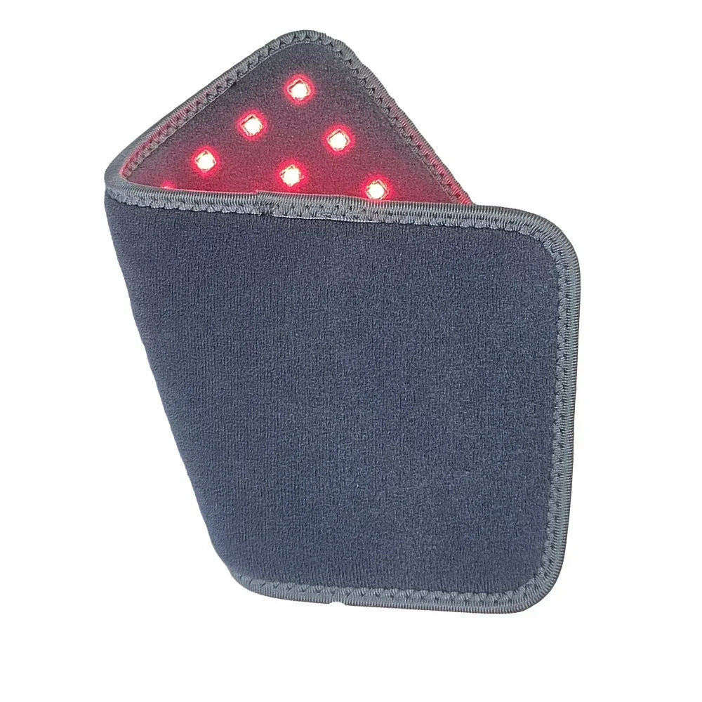 Portable light therapy pad with glowing red LED lights for wellness and skin care