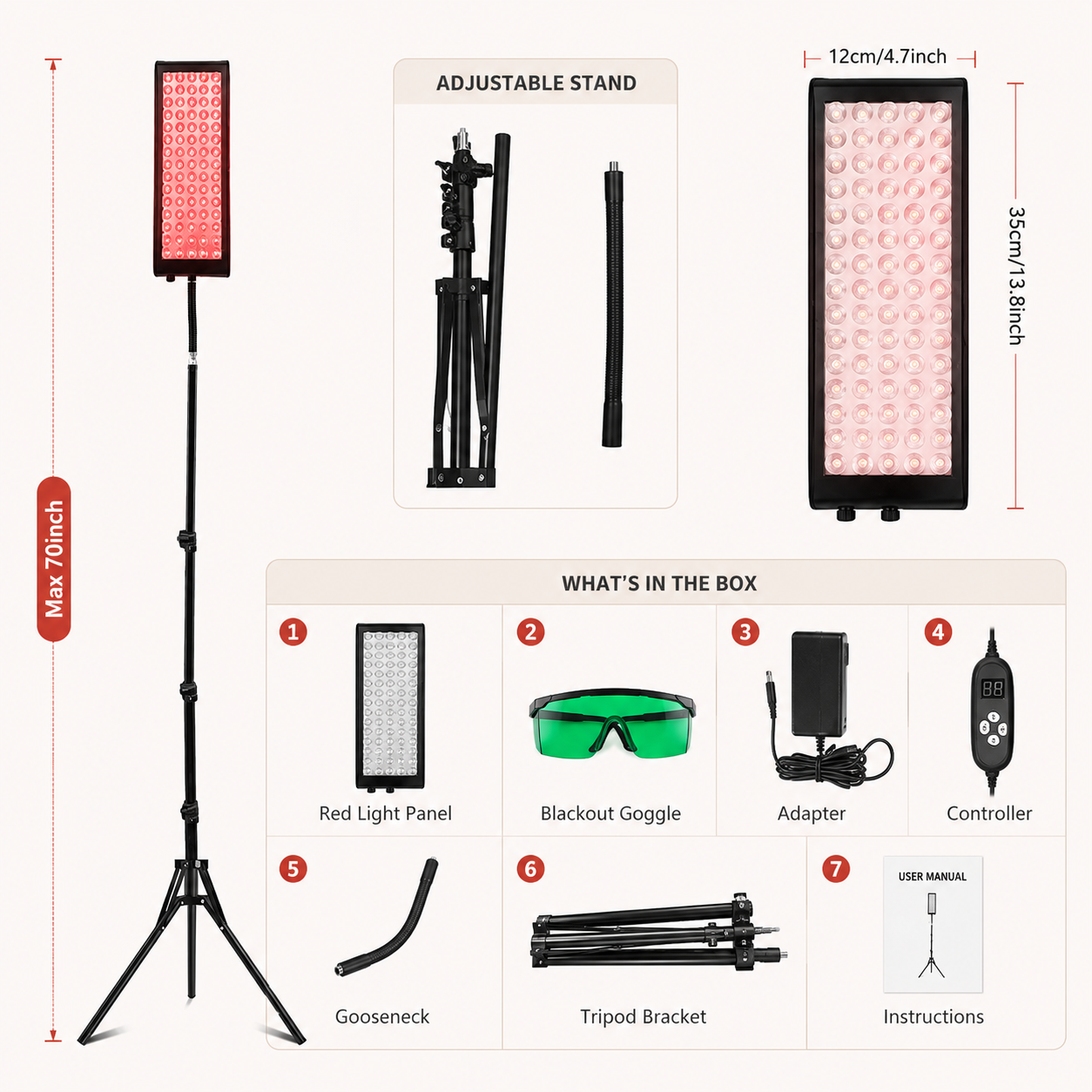 Adjustable Red Light Therapy Lamp